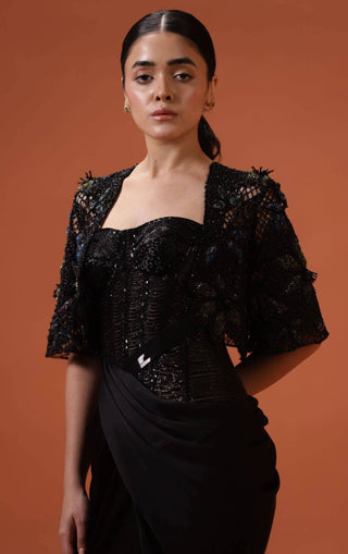 Taali-Black Corset Dress And Jacket-INDIASPOPUP.COM