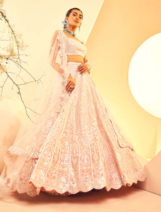 Aneesh Agarwaal-Pink Foil Lehenga Set-INDIASPOPUP.COM