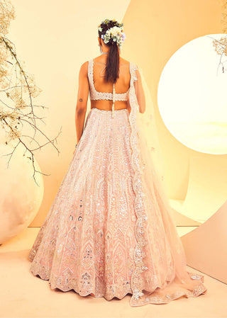 Aneesh Agarwaal-Pink Foil Lehenga Set-INDIASPOPUP.COM