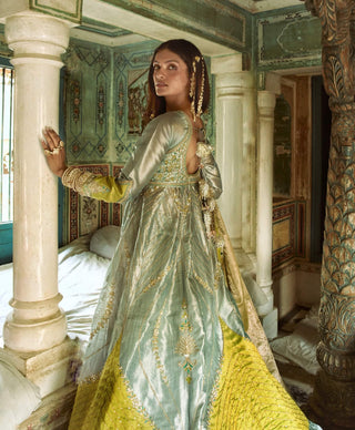 Moonlight blue tissue jacket and skirt set