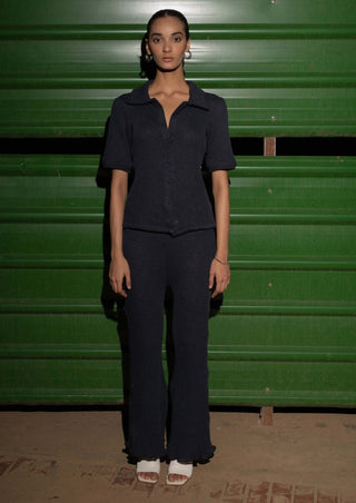 Meko Studio-Dark Blue Maeve Co-Ord Set-INDIASPOPUP.COM