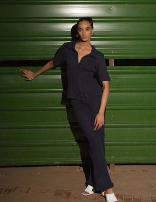 Meko Studio-Dark Blue Maeve Co-Ord Set-INDIASPOPUP.COM