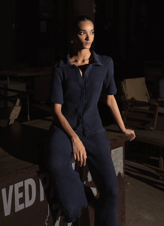 Meko Studio-Dark Blue Maeve Co-Ord Set-INDIASPOPUP.COM