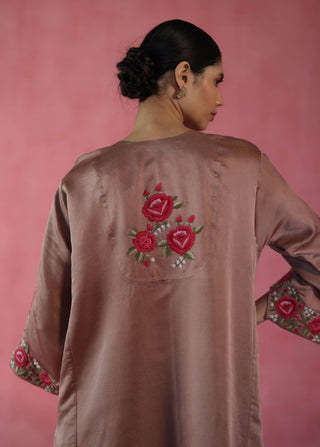 Sheermal Beige Kaftan by Begum Pret available on Indiaspopup.com