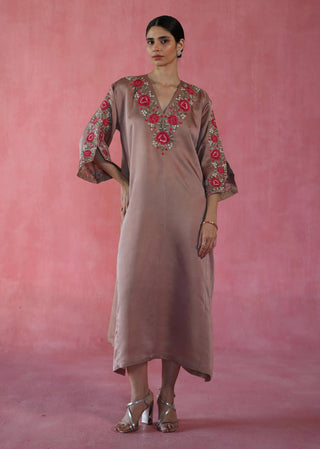 Sheermal Beige Kaftan by Begum Pret available on Indiaspopup.com