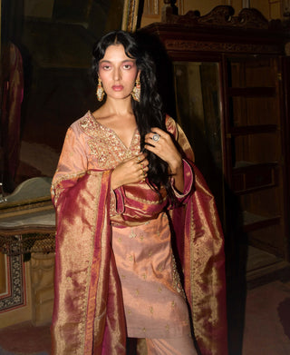 Rose pink short kurta set