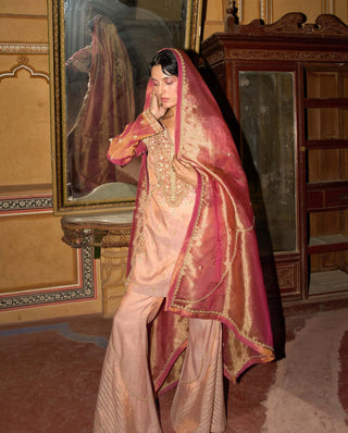 Rose pink short kurta set