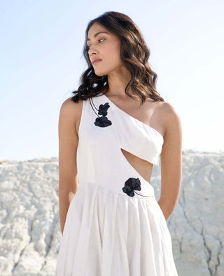 The Loom Art-White Raven Ombre Dress-INDIASPOPUP.COM