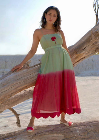 The Loom Art-Avocado Punch Mint Pink Dress-INDIASPOPUP.COM