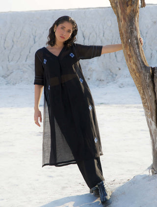 The Loom Art-Poppy Night Black Kurta And Pant-INDIASPOPUP.COM