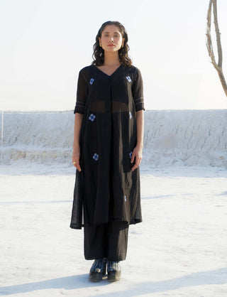 The Loom Art-Poppy Night Black Kurta And Pant-INDIASPOPUP.COM