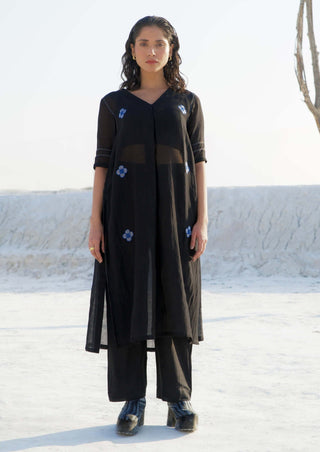 The Loom Art-Poppy Night Black Kurta And Pant-INDIASPOPUP.COM