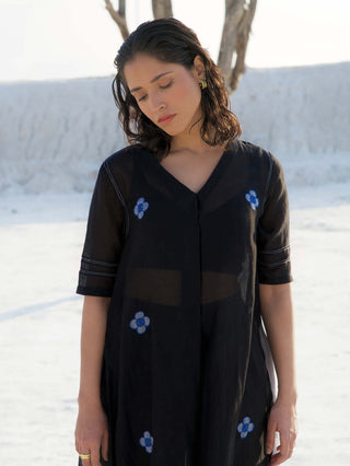 The Loom Art-Poppy Night Black Kurta And Pant-INDIASPOPUP.COM