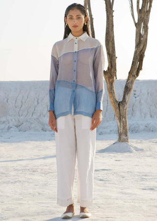 The Loom Art-Skyline Blue Gray Shirt And Pant-INDIASPOPUP.COM