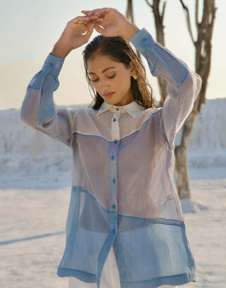 The Loom Art-Skyline Blue Gray Shirt And Pant-INDIASPOPUP.COM