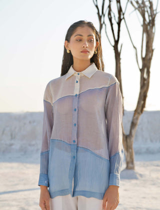 The Loom Art-Skyline Blue Gray Shirt And Pant-INDIASPOPUP.COM