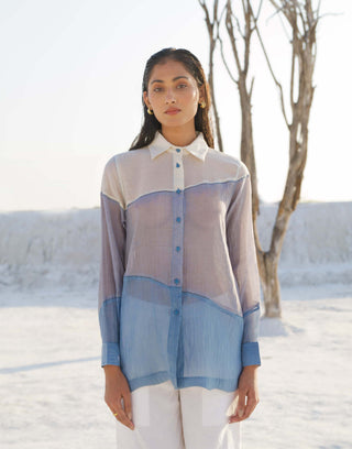 The Loom Art-Skyline Blue Gray Shirt And Pant-INDIASPOPUP.COM