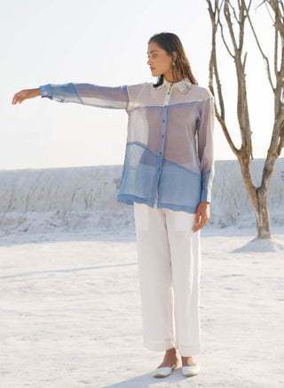 The Loom Art-Skyline Blue Gray Shirt And Pant-INDIASPOPUP.COM