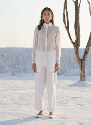 The Loom Art-Lily White Shirt And Pant-INDIASPOPUP.COM