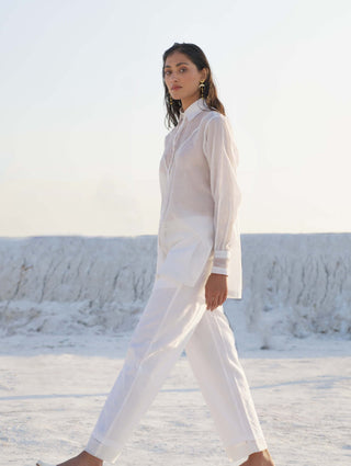 The Loom Art-Lily White Shirt And Pant-INDIASPOPUP.COM