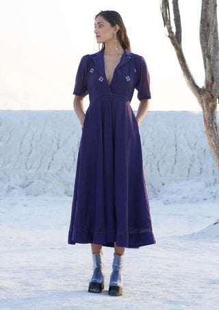 The Loom Art-Dark Passion Blue Dress-INDIASPOPUP.COM