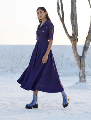 The Loom Art-Dark Passion Blue Dress-INDIASPOPUP.COM