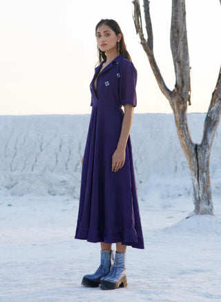 The Loom Art-Dark Passion Blue Dress-INDIASPOPUP.COM