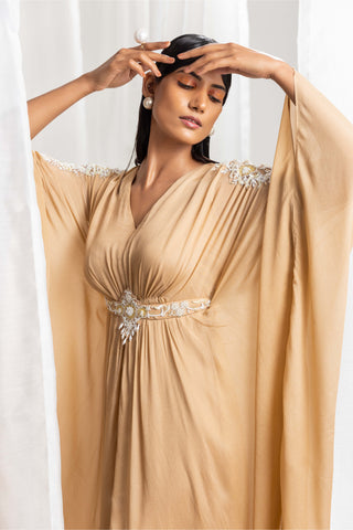 Seema Thukral-Dune Gold Embellished Kaftan With Belt-INDIASPOPUP.COM