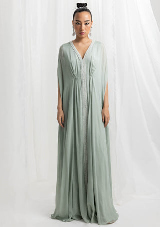 Seema Thukral-Sage Green Embellished Kaftan-INDIASPOPUP.COM