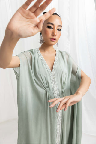 Seema Thukral-Sage Green Embellished Kaftan-INDIASPOPUP.COM