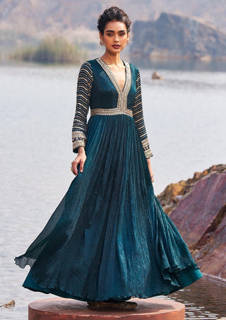 Nidhika Shekhar-Bottle Green Anarkali And Dupatta-INDIASPOPUP.COM