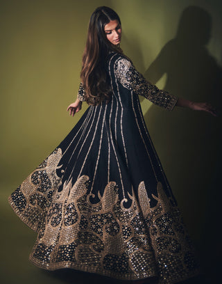 Punit Balana Black Rani Sa Anarkali And Jacket available on indiaspopup