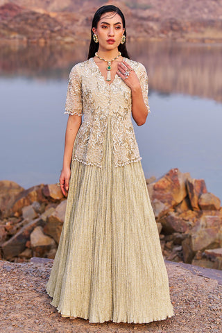 Nidhika Shekhar-Golden Jalsaa Anarkali And Dupatta-INDIASPOPUP.COM