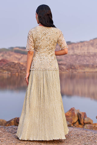 Nidhika Shekhar-Golden Jalsaa Anarkali And Dupatta-INDIASPOPUP.COM