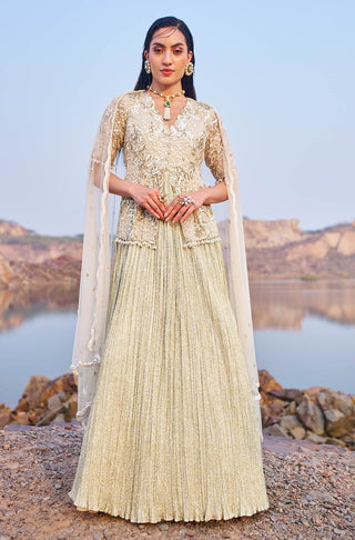 Nidhika Shekhar-Golden Jalsaa Anarkali And Dupatta-INDIASPOPUP.COM