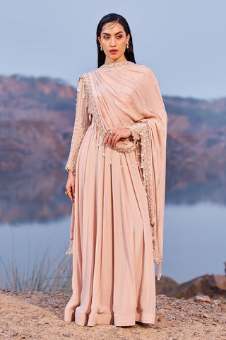 Nidhika Shekhar-Pink Embellished Draped Anarkali-INDIASPOPUP.COM