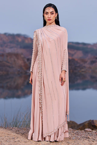 Nidhika Shekhar-Pink Embellished Draped Anarkali-INDIASPOPUP.COM