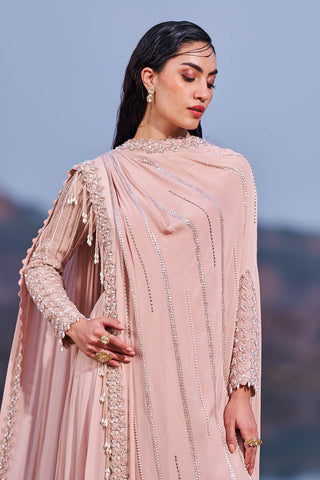 Nidhika Shekhar-Pink Embellished Draped Anarkali-INDIASPOPUP.COM
