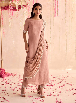 Champagne embellished straight kurta set
