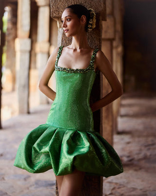 Itrh Raajney Green Mini Dress available on indiaspopup