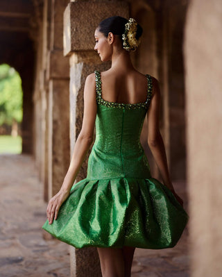 Itrh Raajney Green Mini Dress available on indiaspopup