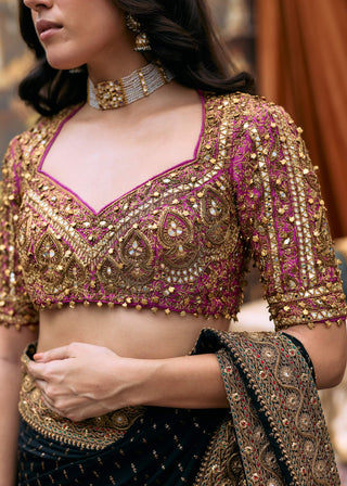 Black and gold chandini sari and blouse
