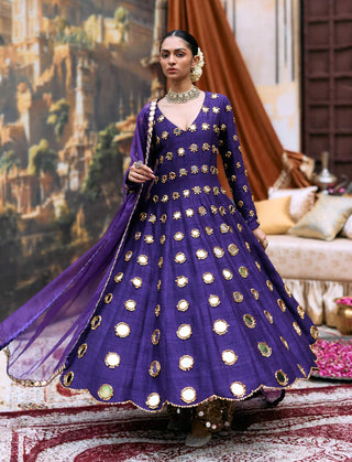 Purple jamunee inara anarkali set