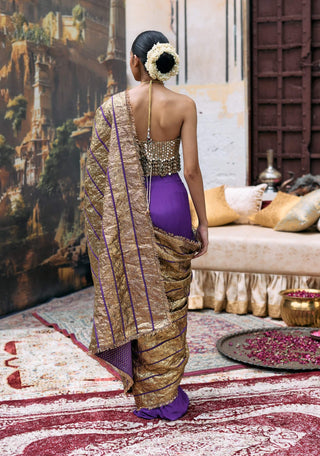Purple svarnaalata sari and corset