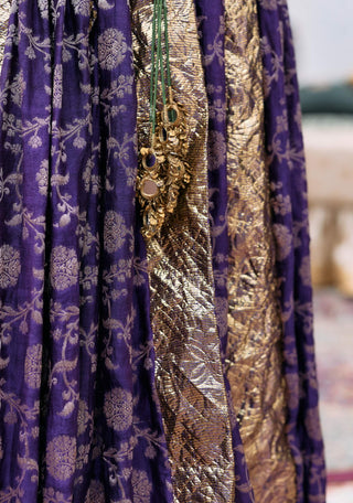 Purple and olive green vasundhara anarkali set