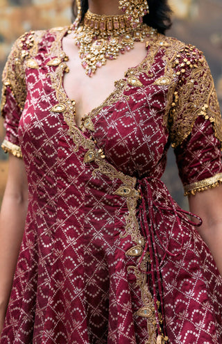 Maroon shade vedi peplum sharara set