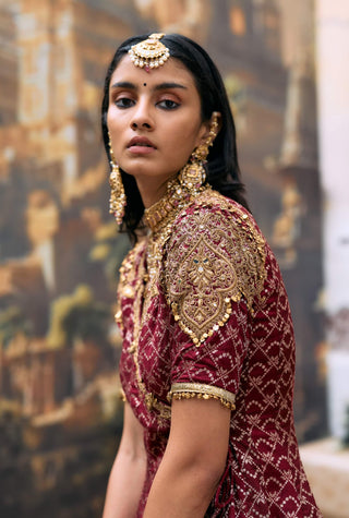 Maroon shade vedi peplum sharara set