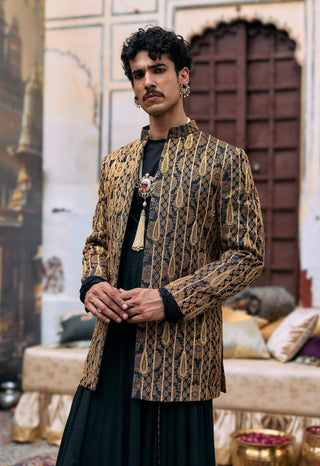 Black hiranmaya angrakha and jacket set