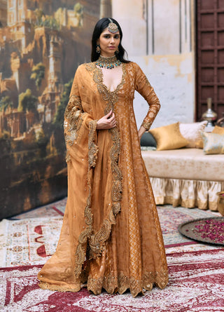 Orange and rust samidha anarkali set