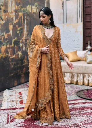 Orange and rust samidha anarkali set
